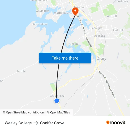 Wesley College to Conifer Grove map
