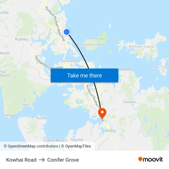 Kowhai Road to Conifer Grove map