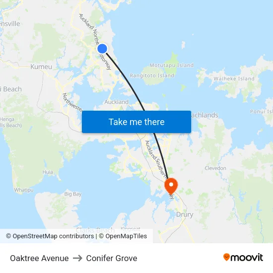 Oaktree Avenue to Conifer Grove map