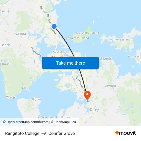 Rangitoto College to Conifer Grove map