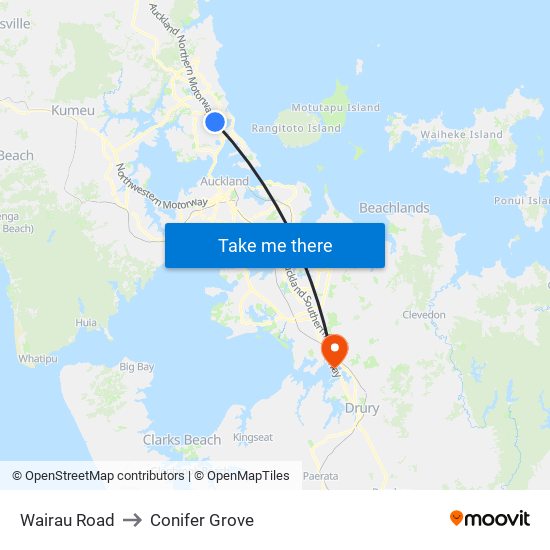 Wairau Road to Conifer Grove map