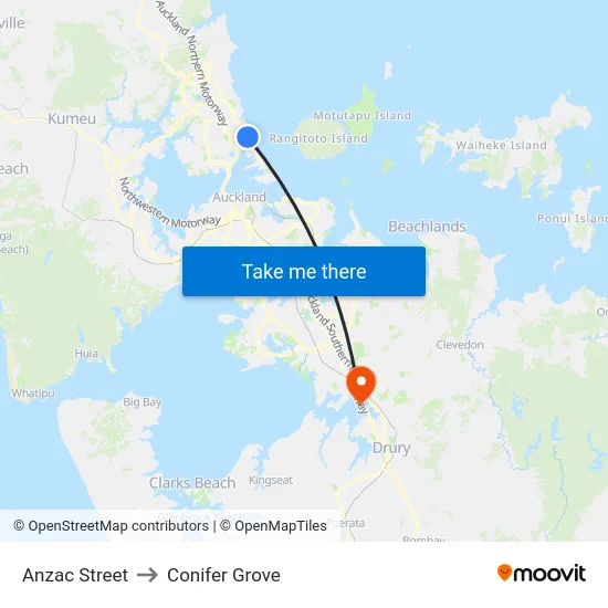 Anzac Street to Conifer Grove map