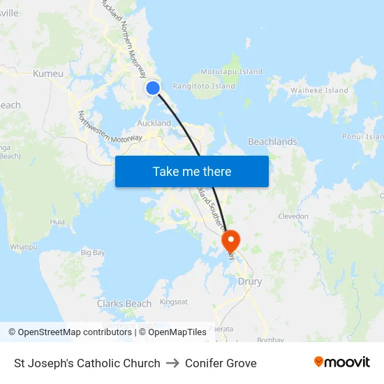 St Joseph's Catholic Church to Conifer Grove map