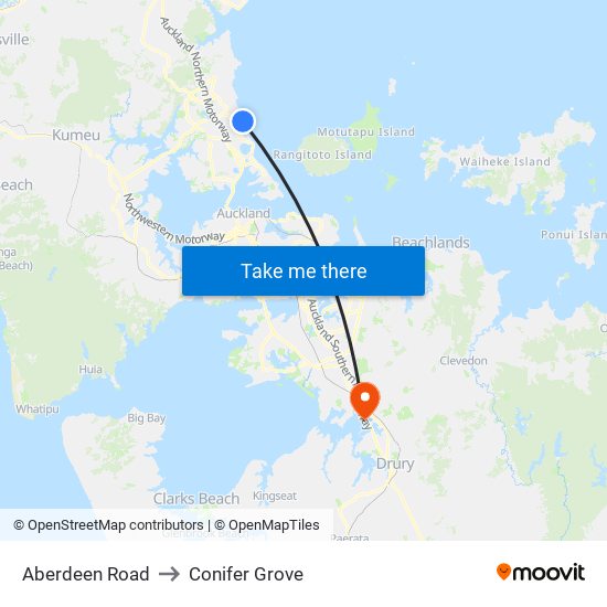 Aberdeen Road to Conifer Grove map