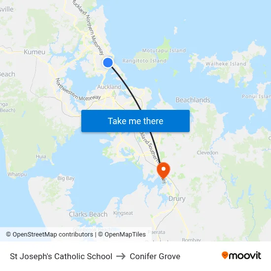 St Joseph's Catholic School to Conifer Grove map