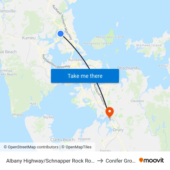 Albany Highway/Schnapper Rock Road to Conifer Grove map
