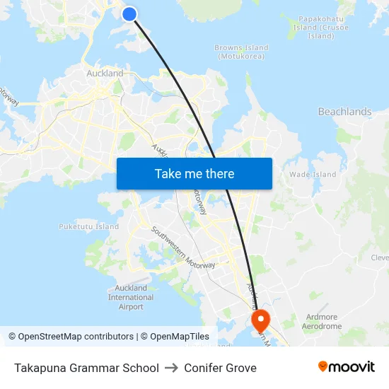 Takapuna Grammar School to Conifer Grove map
