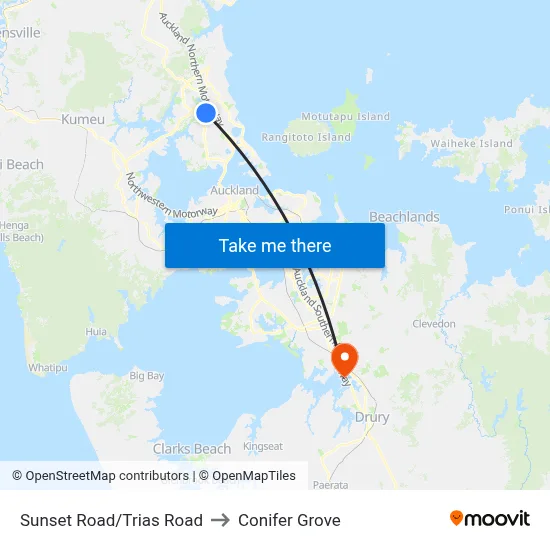 Sunset Road/Trias Road to Conifer Grove map