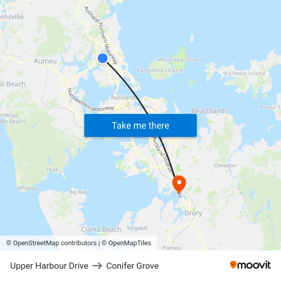 Upper Harbour Drive to Conifer Grove map