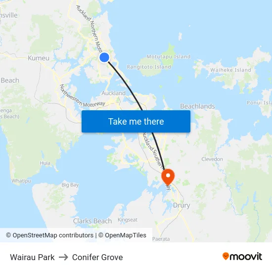 Wairau Park to Conifer Grove map