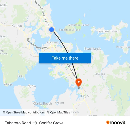 Taharoto Road to Conifer Grove map