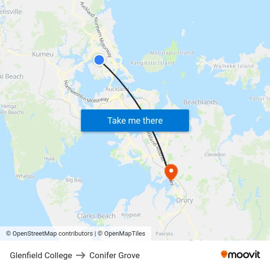 Glenfield College to Conifer Grove map