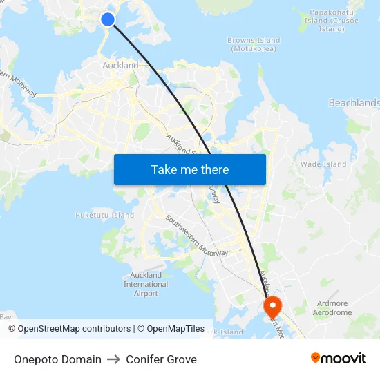 Onepoto Domain to Conifer Grove map