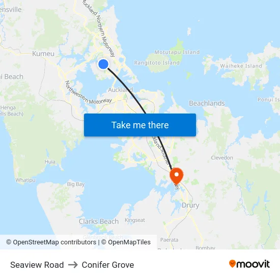 Seaview Road to Conifer Grove map