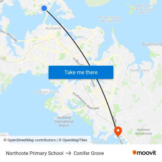 Northcote Primary School to Conifer Grove map