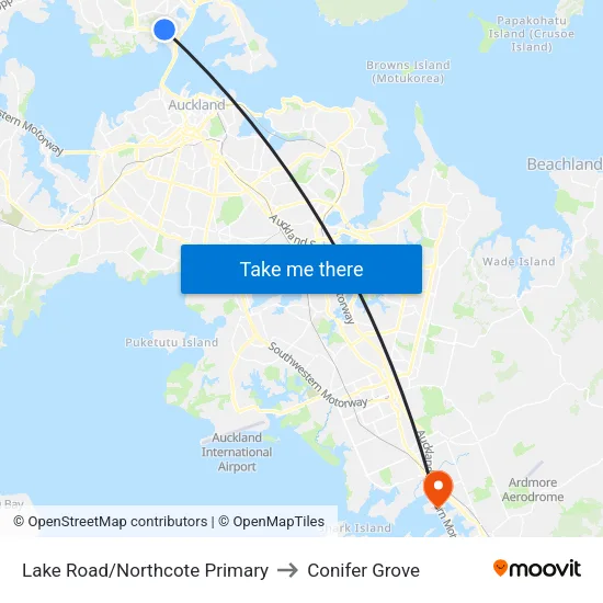 Lake Road/Northcote Primary to Conifer Grove map