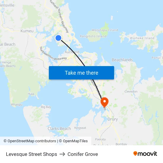 Levesque Street Shops to Conifer Grove map