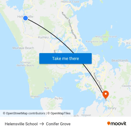 Helensville School to Conifer Grove map