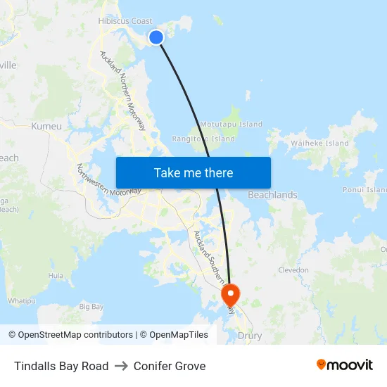 Tindalls Bay Road to Conifer Grove map