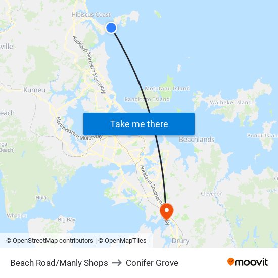 Beach Road/Manly Shops to Conifer Grove map