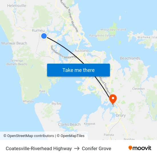 Coatesville-Riverhead Highway to Conifer Grove map