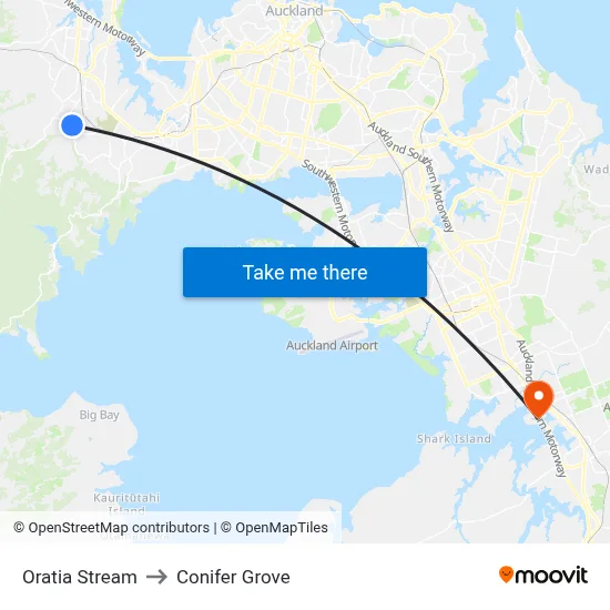 Oratia Stream to Conifer Grove map