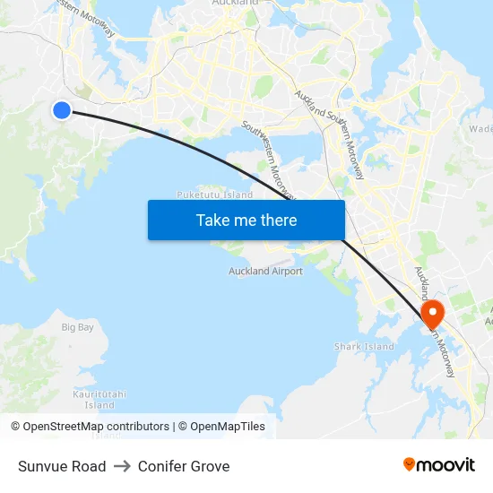 Sunvue Road to Conifer Grove map