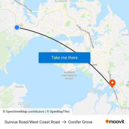 Sunvue Road/West Coast Road to Conifer Grove map