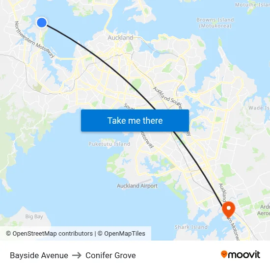 Bayside Avenue to Conifer Grove map