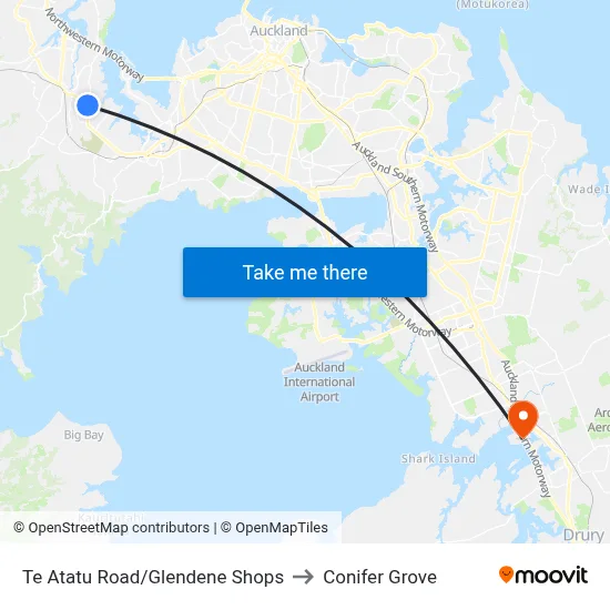 Te Atatu Road/Glendene Shops to Conifer Grove map