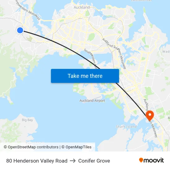 80 Henderson Valley Road to Conifer Grove map