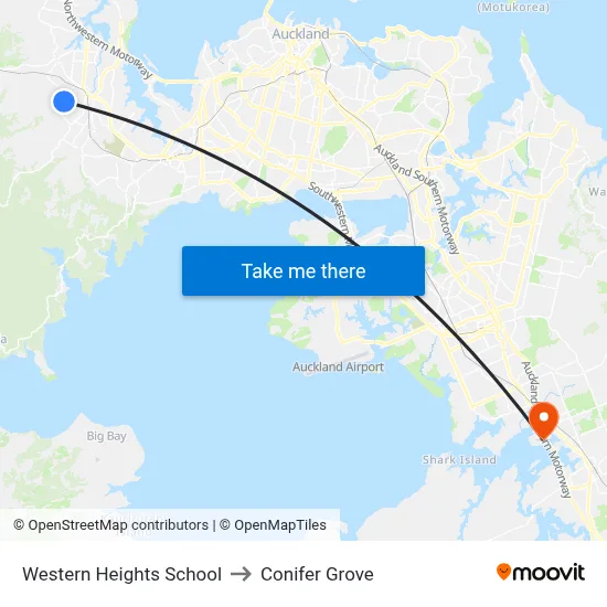 Western Heights School to Conifer Grove map