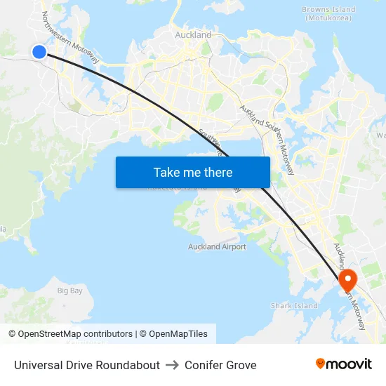Universal Drive Roundabout to Conifer Grove map