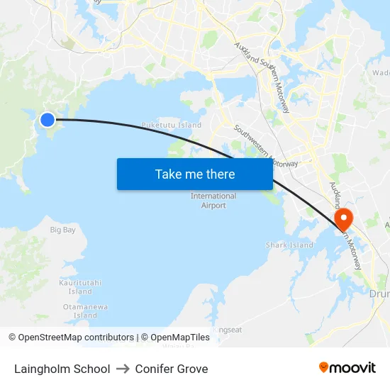 Laingholm School to Conifer Grove map