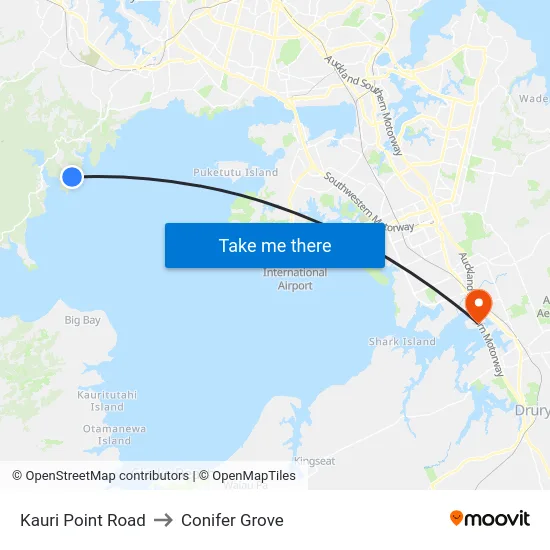 Kauri Point Road to Conifer Grove map