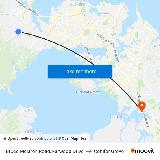Bruce Mclaren Road/Farwood Drive to Conifer Grove map