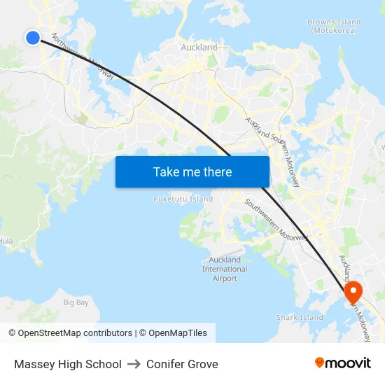 Massey High School to Conifer Grove map