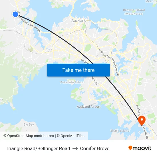 Triangle Road/Bellringer Road to Conifer Grove map