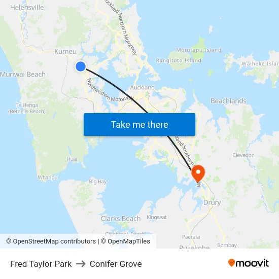 Fred Taylor Park to Conifer Grove map