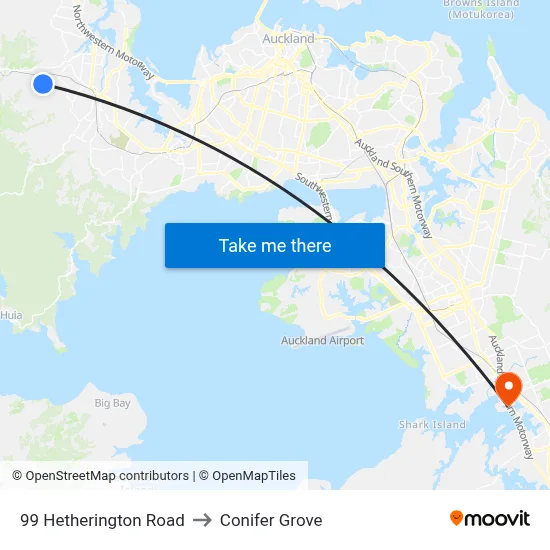 99 Hetherington Road to Conifer Grove map