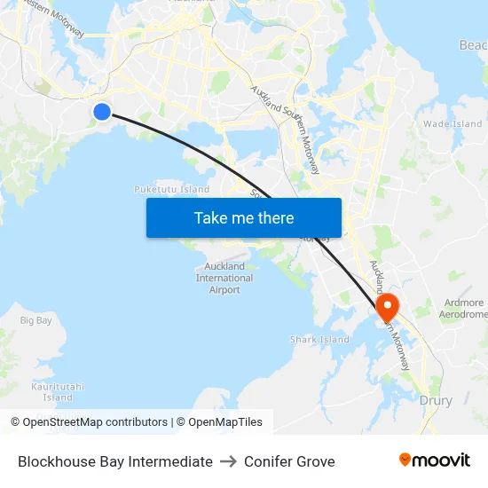 Blockhouse Bay Intermediate to Conifer Grove map
