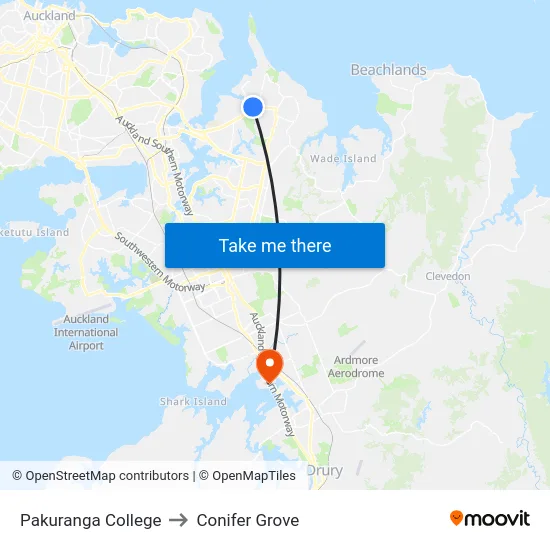 Pakuranga College to Conifer Grove map