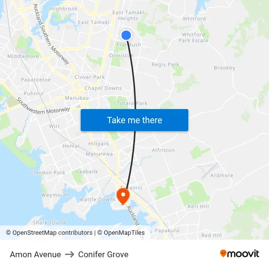 Amon Avenue to Conifer Grove map