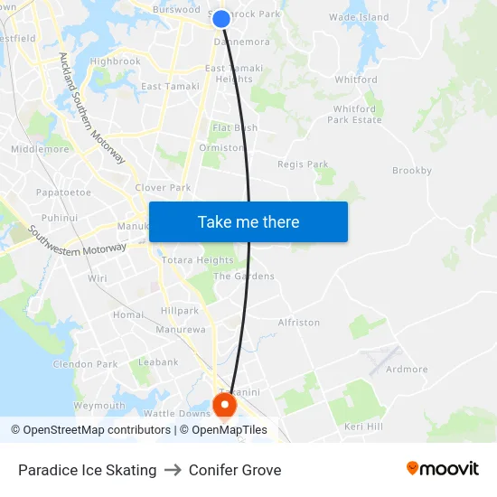 Paradice Ice Skating to Conifer Grove map