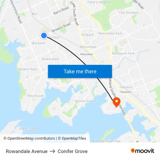 Rowandale Avenue to Conifer Grove map