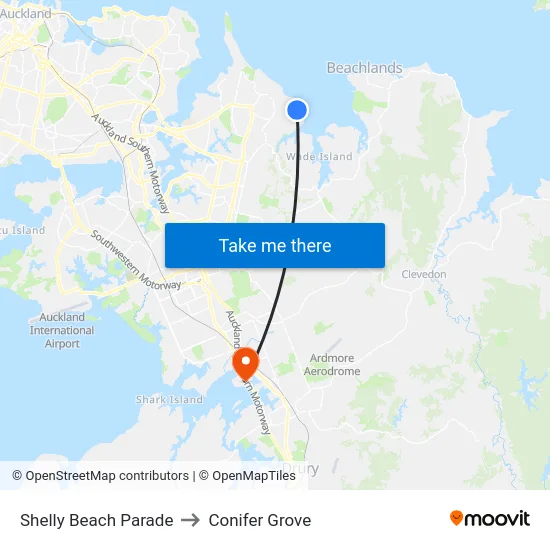 Shelly Beach Parade to Conifer Grove map