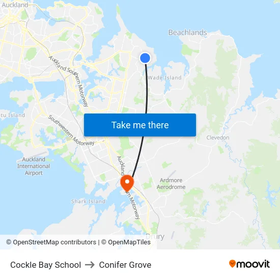 Cockle Bay School to Conifer Grove map