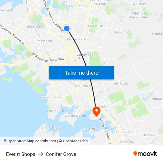 Everitt Shops to Conifer Grove map