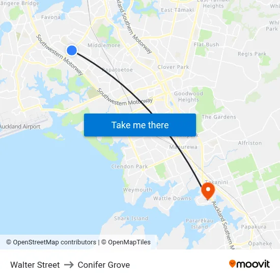 Walter Street to Conifer Grove map