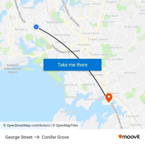 George Street to Conifer Grove map